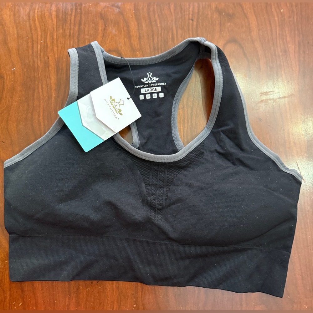 Heathyoga High Impact Sports Bra Padded Workout Racerback Yoga Bra Seamless - Picture 9 of 11